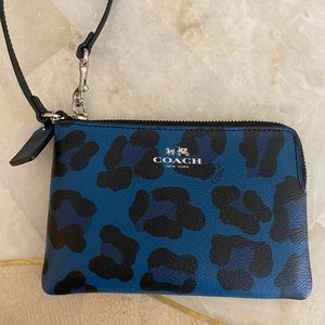 Coach ocelot leather wristlet